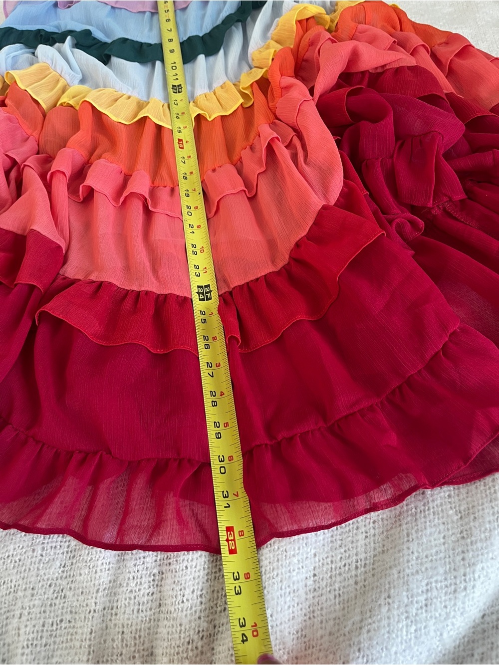 NWT STORIA Rainbow Ruffled Tiered Midi Dress Fairy Goddess Colorful L Whimsical - Picture 12 of 15